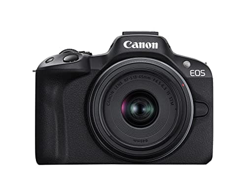 Canon EOS R50 Mirrorless Camera RF-S18-45mm F4.5-6.3 is STM Lens Kit, 24.2 Megapixel CMOS (APS-C) Sensor, 4K Video, Hybrid Camera, Photo and Video, Vlogging, Content Creator, RF Mount, Black product image